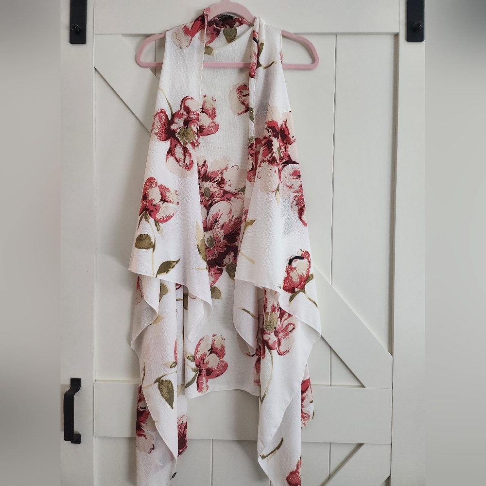 Floral Print White Duster